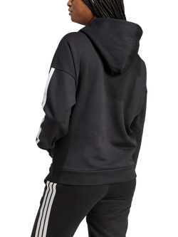 adidas Women's 3 Stripes Fleece Hoodie, Black - view 2, Black