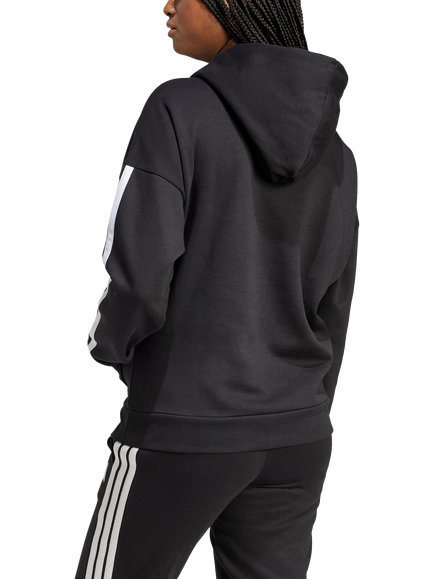 adidas Women's 3 Stripes Fleece Hoodie, Black - view 2, Black