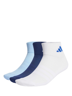 adidas Cushioned Sportswear Ankle Socks, Pack of 3, Blue, Blue