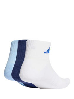 adidas Cushioned Sportswear Ankle Socks, Pack of 3, Blue - view 2, Blue