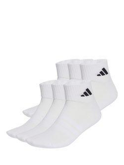 adidas Cushioned Essential Ankle Socks, Pack of 6, White, White