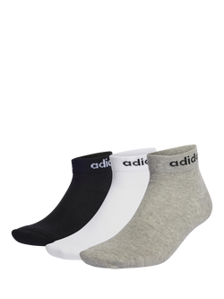 adidas Men's Think Linear Ankle Socks, Pack of 3, Grey, Grey