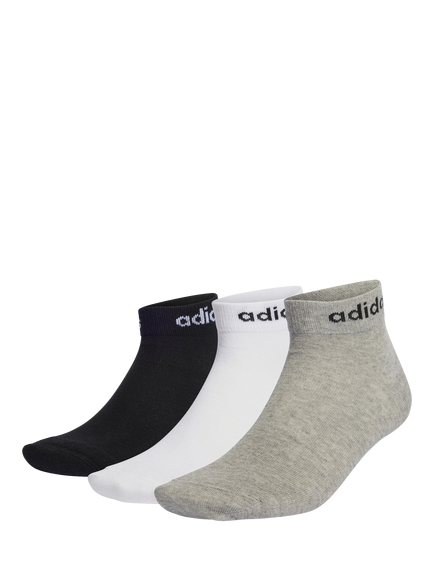 adidas Men's Think Linear Ankle Socks, Pack of 3, Grey, Grey