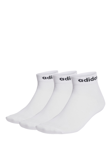 adidas Men's Think Linear Ankle Socks, Pack of 3, White, White