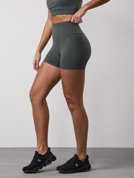 Gym King High Rise Cycle Shorts, Green Smoke