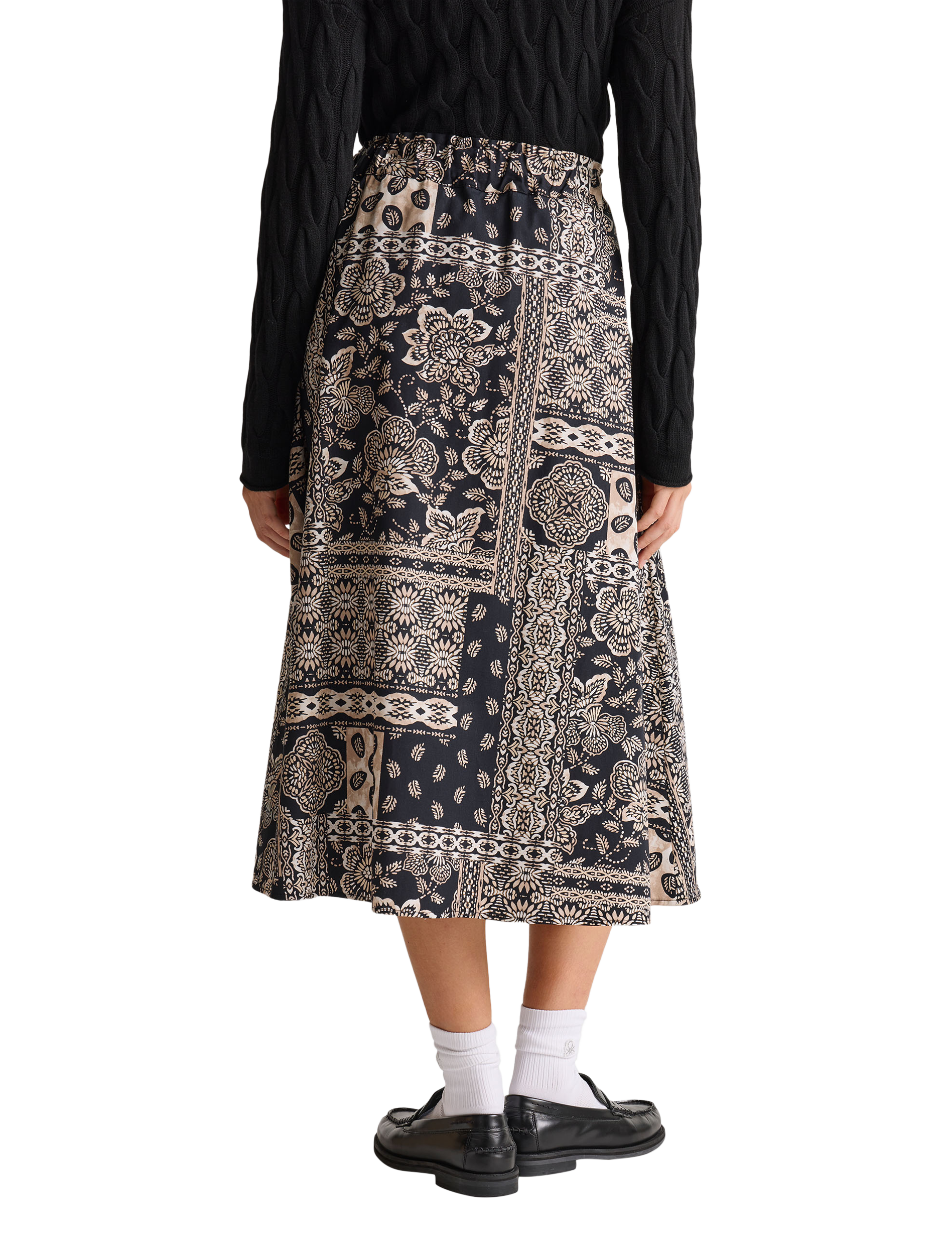 Product image 2 of 3, which shows Benetton Floral Midi Skirt, Blue, XS