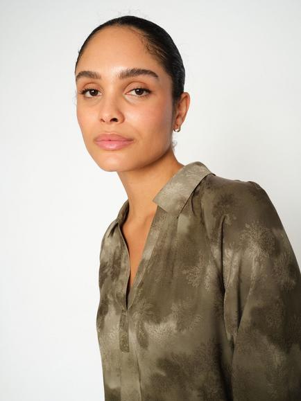 MOS MOSH Drana Camouflage Jacquard Top, Olive Night - view 2, Olive Night