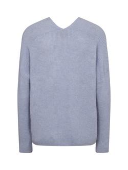 MOS MOSH Thora V-Neck Wool Rich Jumper, Eventide - view 2, Eventide