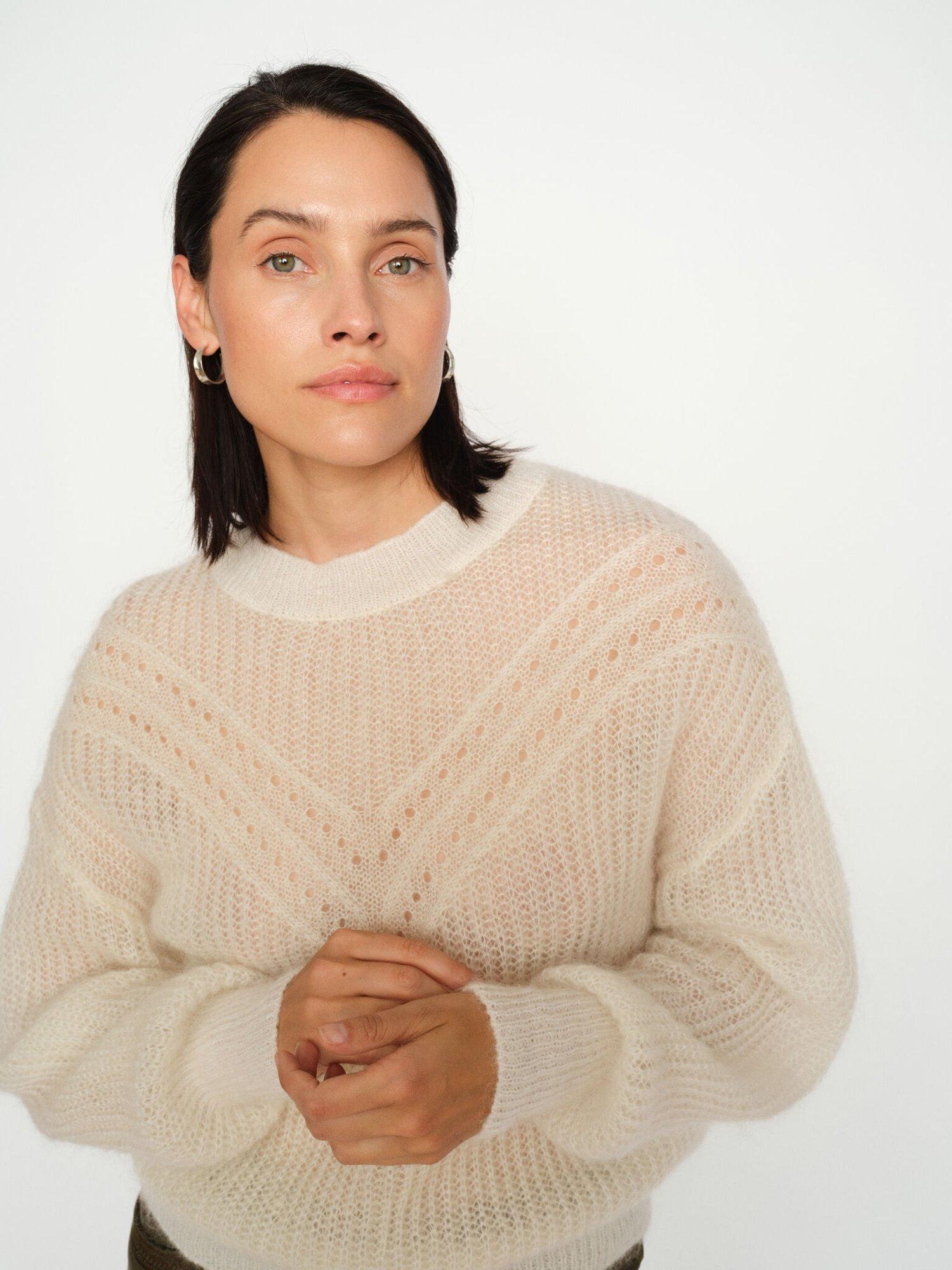 Product image 1 of 4, which shows MOS MOSH Textured Wool Rich Jumper, Ecru, XL