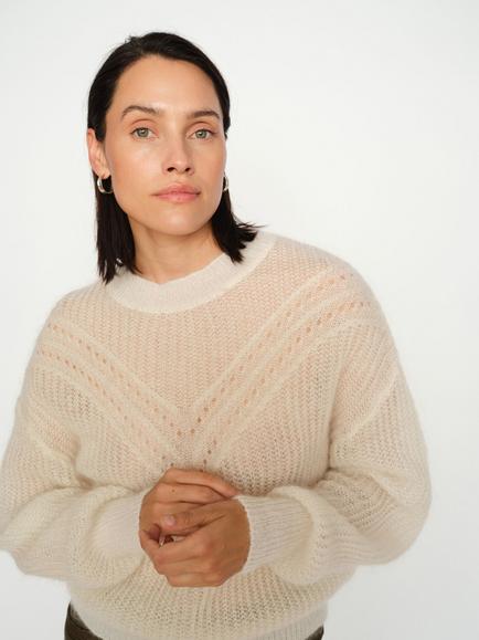MOS MOSH Textured Wool Rich Jumper, Ecru, Ecru