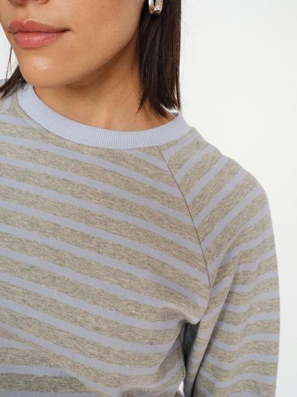 MOS MOSH Crew Neck Melange Stripe Jumper, Eventide - view 2, Eventide