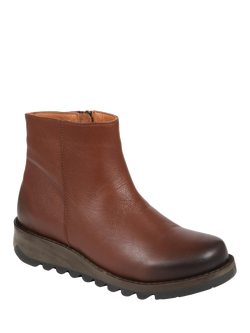 Jones Bootmaker Mariane Leather Wedge Ankle Boots - view 2, Brown