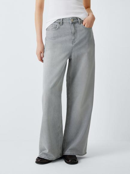 John Lewis Relaxed Straight Leg Slouchy Jeans, Grey, Grey