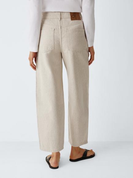 John Lewis High Waist Relaxed Straight Jeans, Ecru - view 2, Ecru