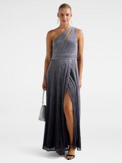 Forever New Billie Asymmetrical Plisse Midi Dress, Silver Dusk Ombre, Silver Dusk Ombre