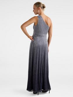 Forever New Billie Asymmetrical Plisse Midi Dress, Silver Dusk Ombre - view 2, Silver Dusk Ombre