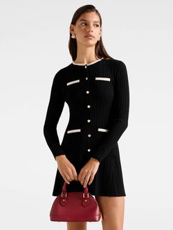 Forever New Brielle Fit & Flare Knit Mini Dress, Black, Black