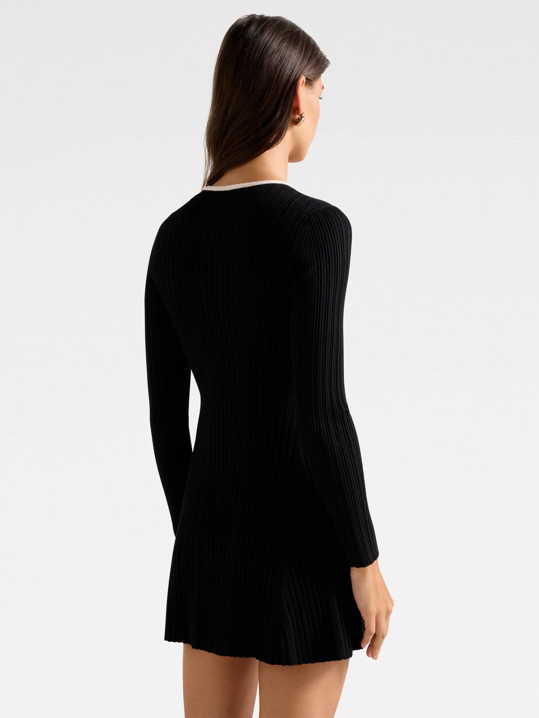 Forever New Brielle Fit & Flare Knit Mini Dress, Black