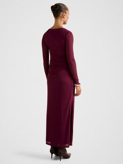 Forever New Brittany Gathered Mesh Midi Dress, Plum Caspia - view 2, Plum Caspia