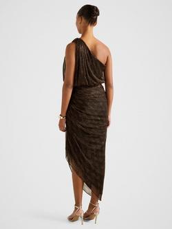 Forever New Cassidy One Shoulder Plisse Midi Dress, Bronze - view 2, Bronze