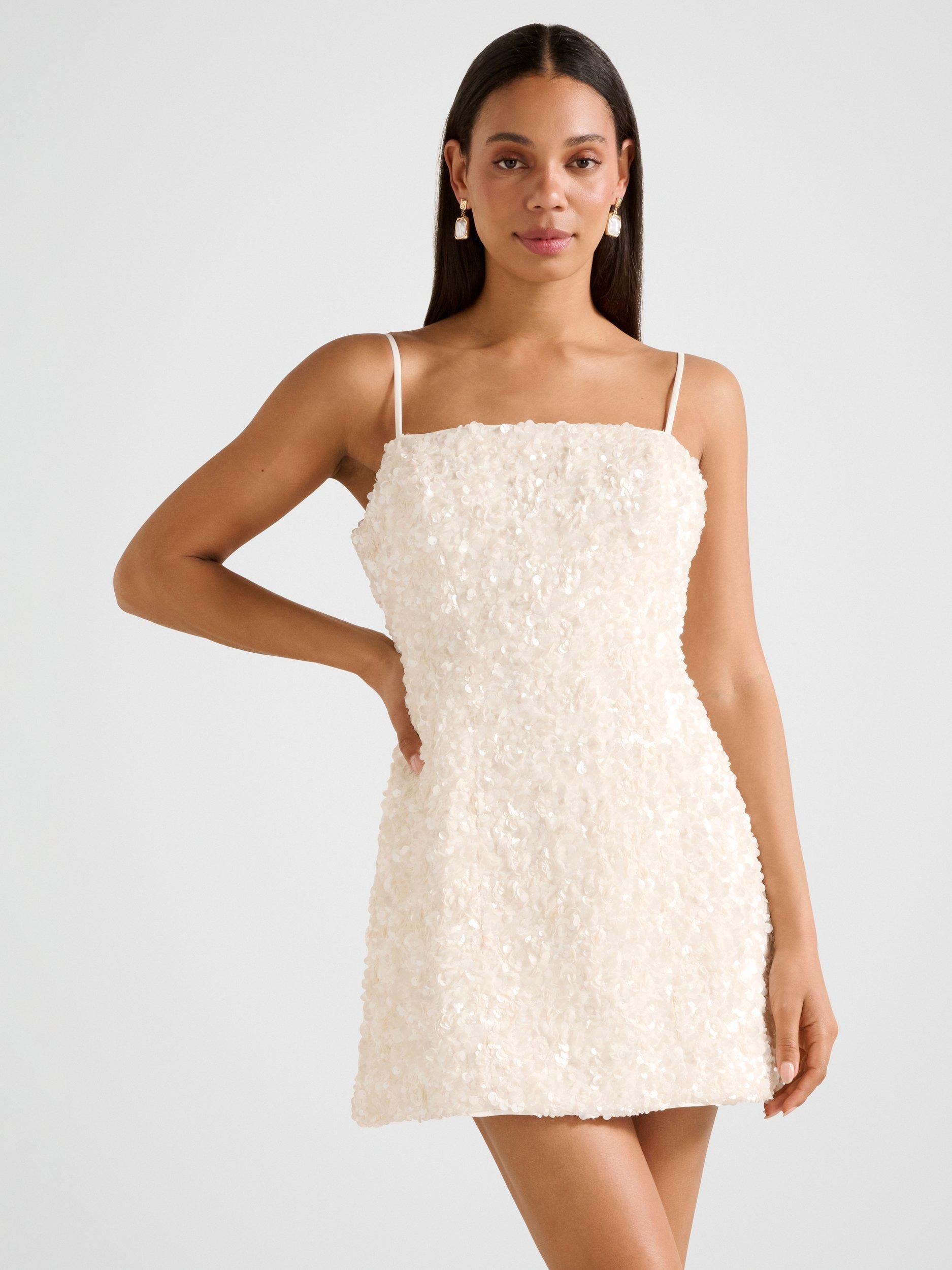 Product image 1 of 5, which shows Forever New Kirby Sequin Mini Dress, Porcelain, 4