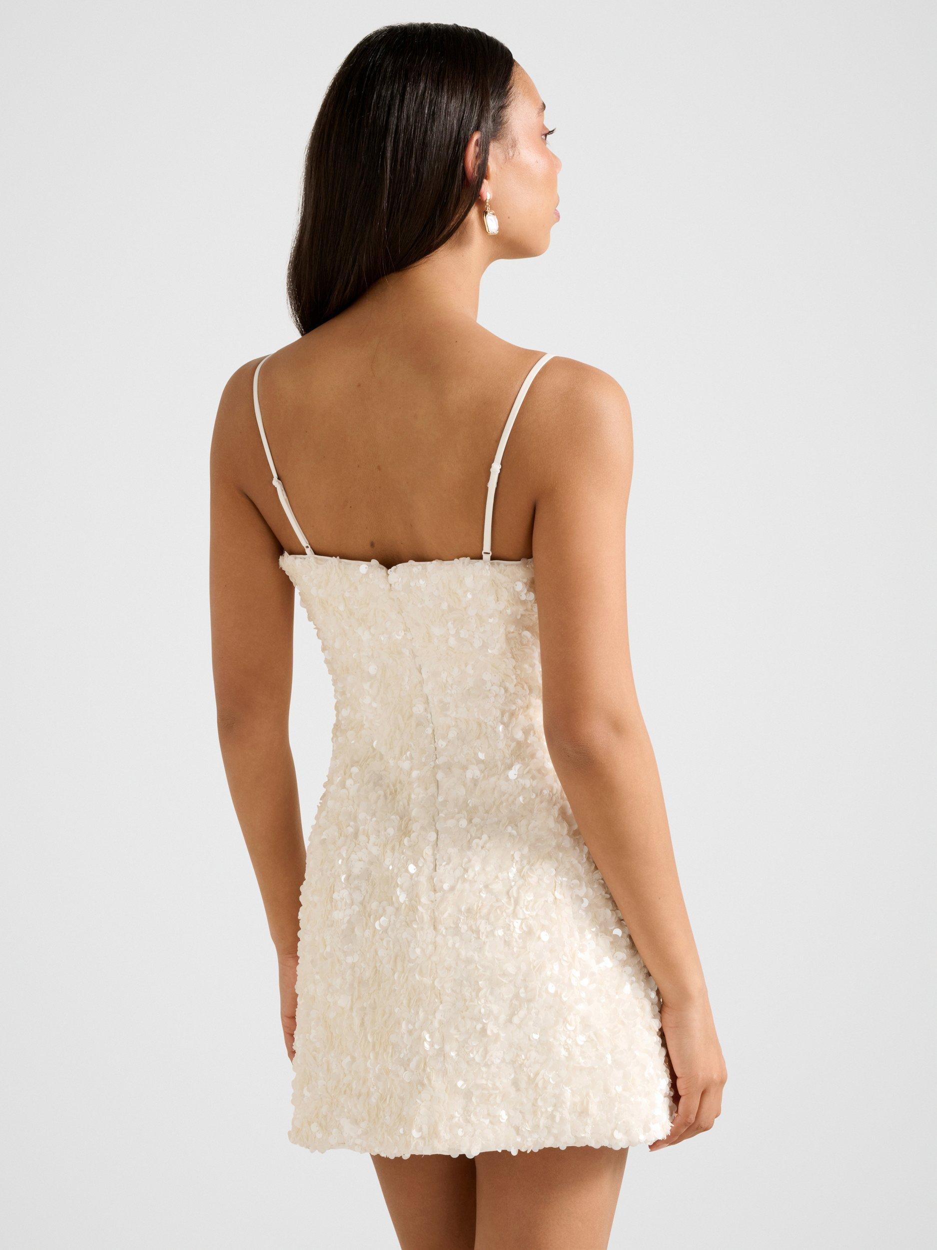 Product image 2 of 5, which shows Forever New Kirby Sequin Mini Dress, Porcelain, 4