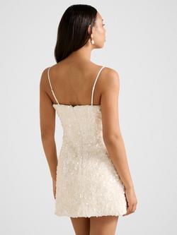 Forever New Kirby Sequin Mini Dress, Porcelain - view 2, Porcelain