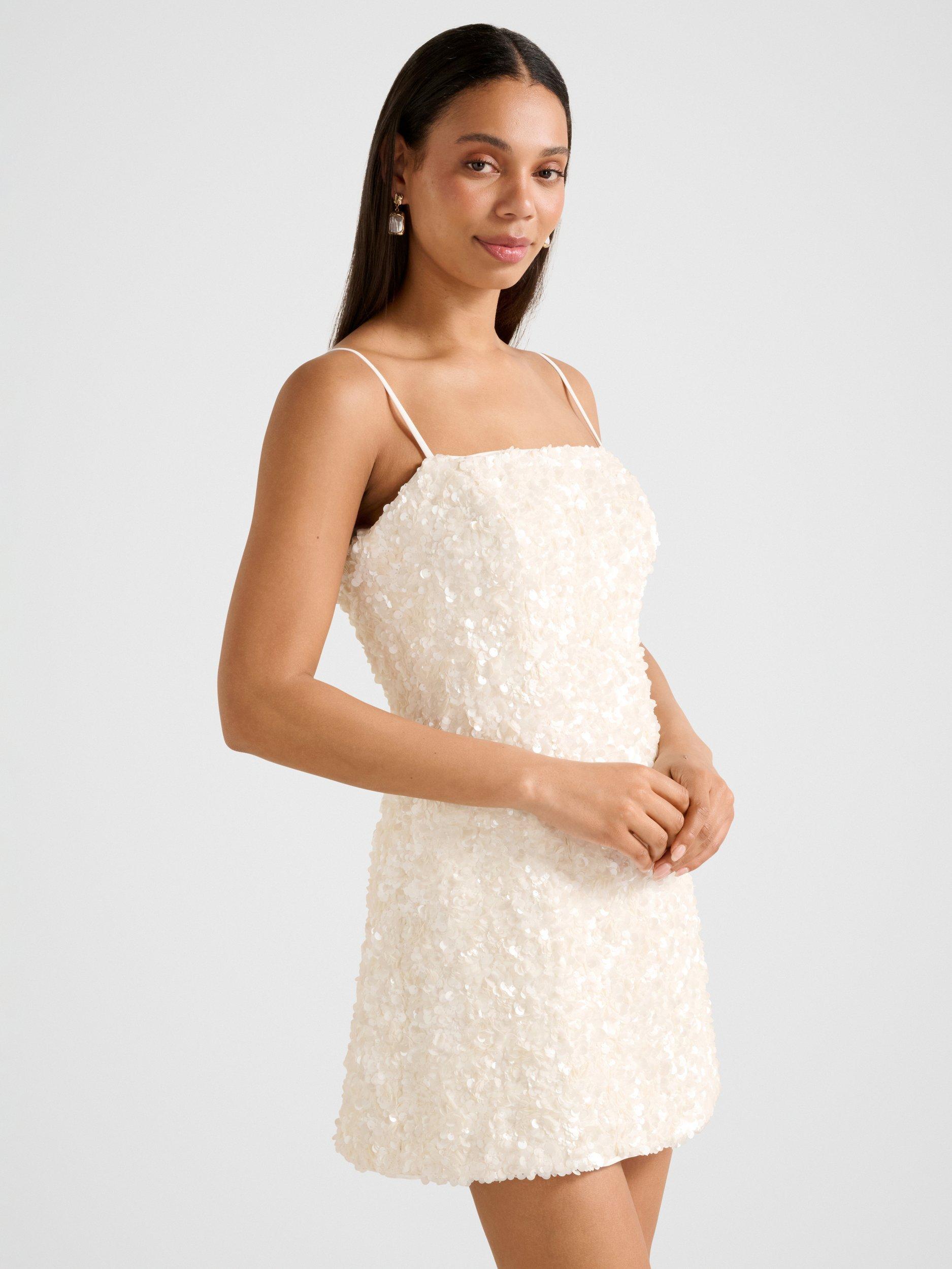 Product image 3 of 5, which shows Forever New Kirby Sequin Mini Dress, Porcelain, 4