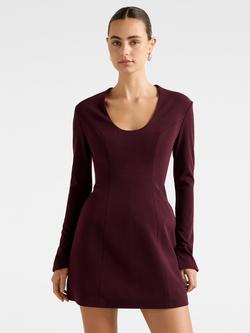 Forever New Ruby Long Sleeve Structured Mini Dress, Burgundy, Burgundy