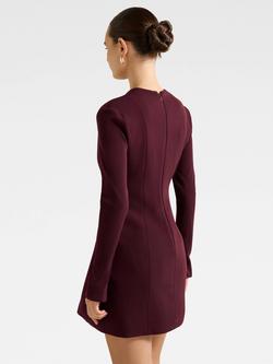 Forever New Ruby Long Sleeve Structured Mini Dress, Burgundy - view 2, Burgundy