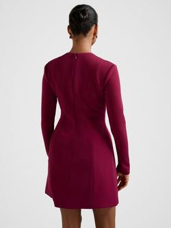 Forever New Petite Ruby Long Sleeve Structured Mini Dress, Deep Plum - view 2, Deep Plum