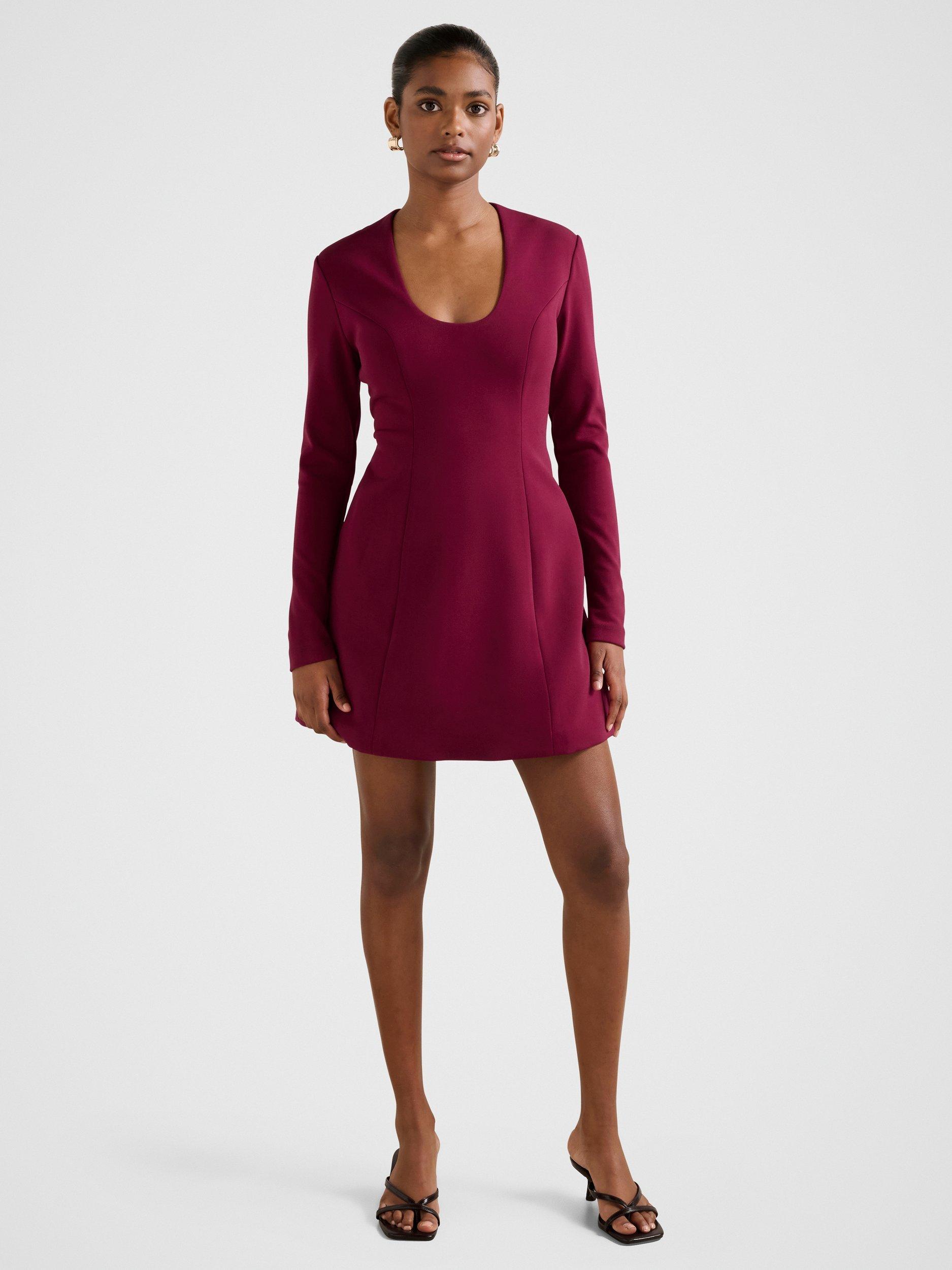 Product image 5 of 5, which shows Forever New Petite Ruby Long Sleeve Structured Mini Dress, Deep Plum, 4