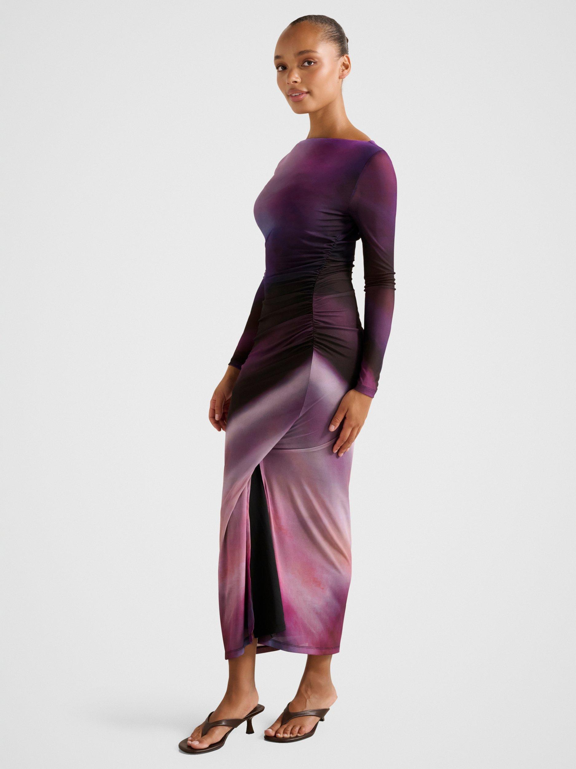 Product image 3 of 4, which shows Forever New Stephanie Long Sleeve Midi Dress, Multi, 4