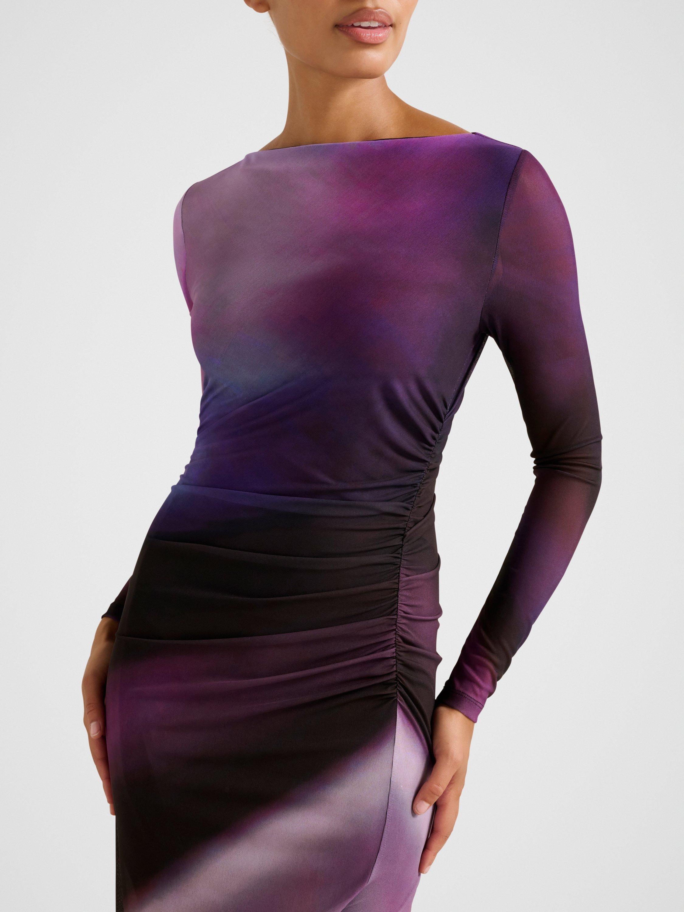 Product image 4 of 4, which shows Forever New Stephanie Long Sleeve Midi Dress, Multi, 4