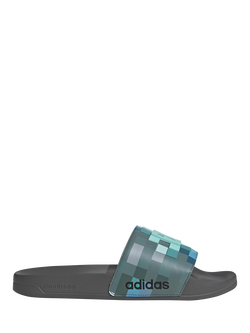 Adidas Adilette Shower Minecraft Slider Sandals, Grey/Blue, Grey/Blue