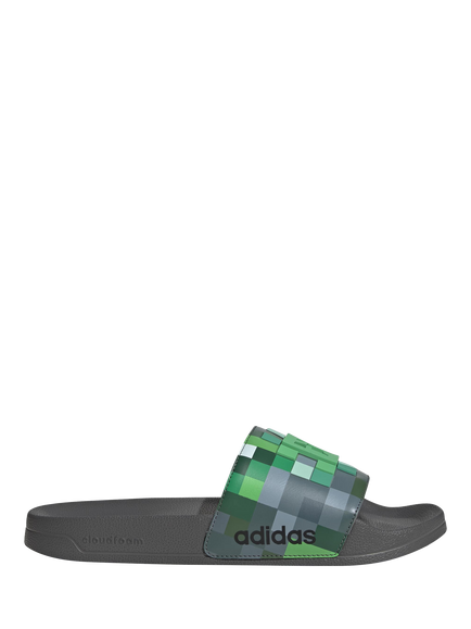 Adidas Adilette Shower Minecraft Slider Sandals, Green/Black, Green/Black