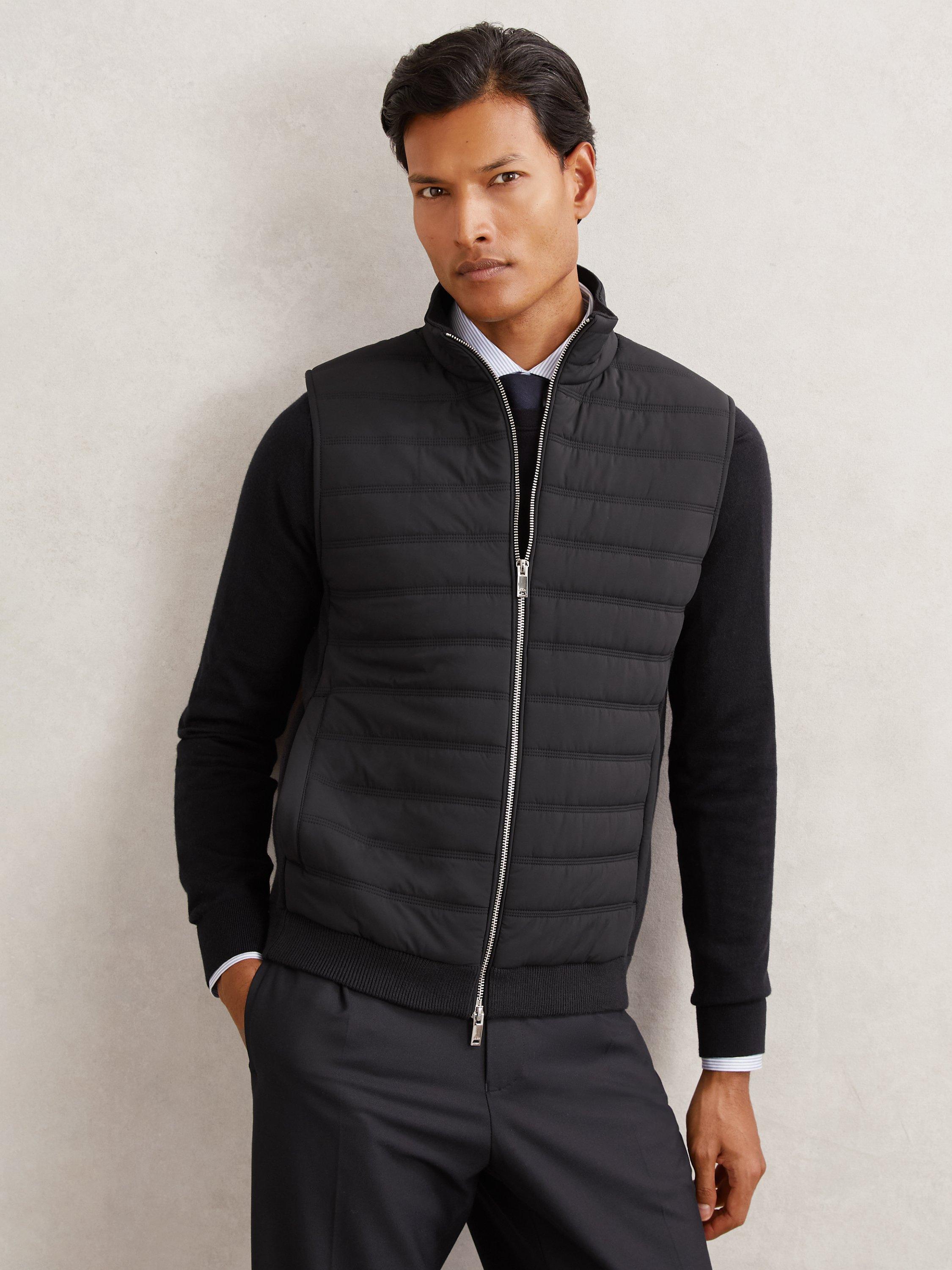 Product image 1 of 5, which shows Reiss Newford Puffer Gilet, Navy, XS