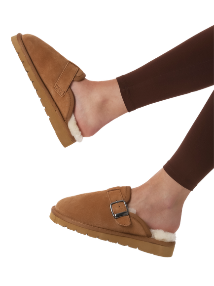 Jones Bootmaker Fiora Leather Mule Slippers - view 2, Chestnut