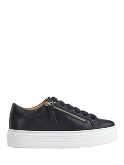 Jones Bootmaker Amaliada Leather Zip Detail Platform Trainers, Black