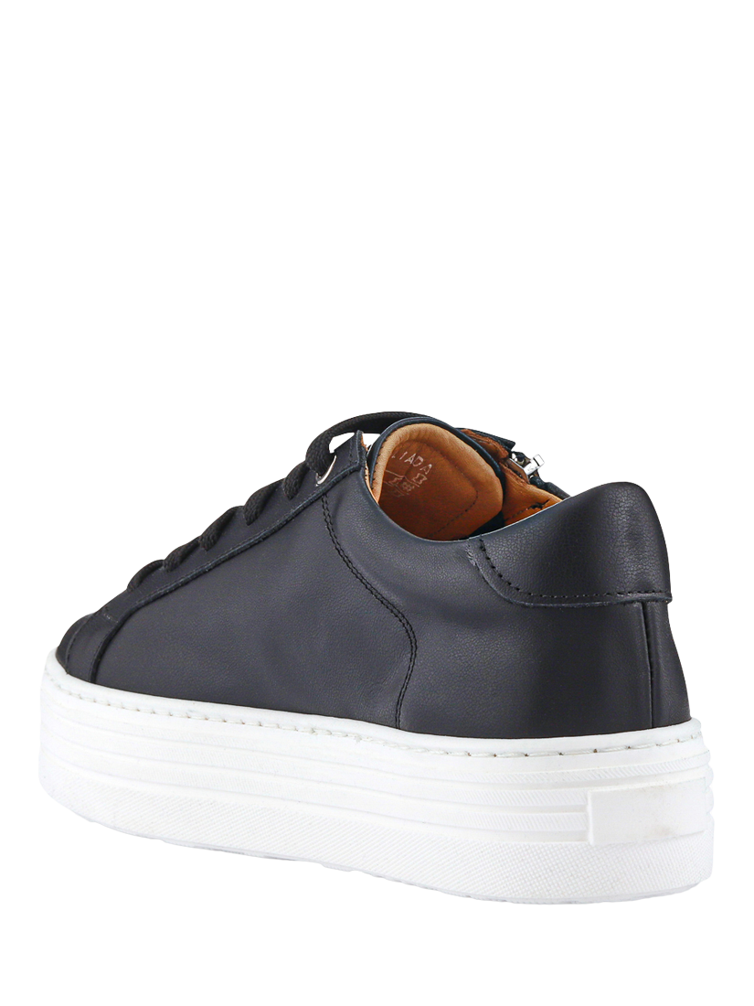 Product image 4 of 6, which shows Jones Bootmaker Amaliada Leather Zip Detail Platform Trainers, Black, 3