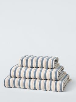 John Lewis Striped Fringed Towels, Thistle