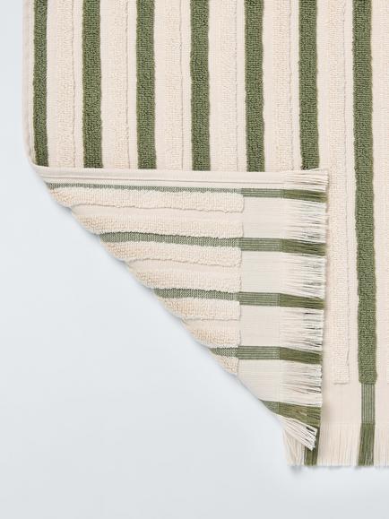 John Lewis Striped Fringed Towels - view 2, Avocado