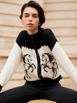 Mint Velvet Cotton Blend Horse High Neck Cardigan - view 2, Black