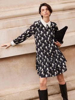 Mint Velvet Long Sleeve Mini Shirt Dress, Black