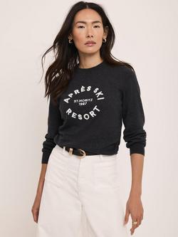 Mint Velvet Cotton Blend Graphic Jumper, Grey