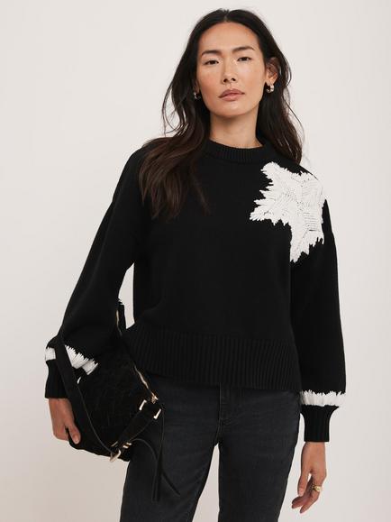 Mint Velvet Cotton Blend Star Jumper, Black