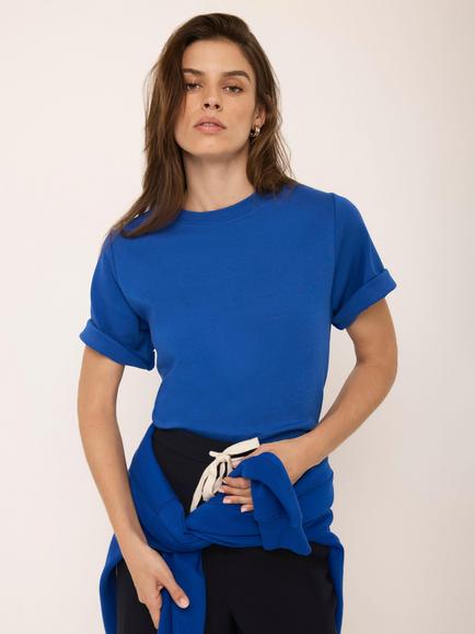 Mint Velvet Cotton Short Sleeve Round Neck T-Shirt, Blue