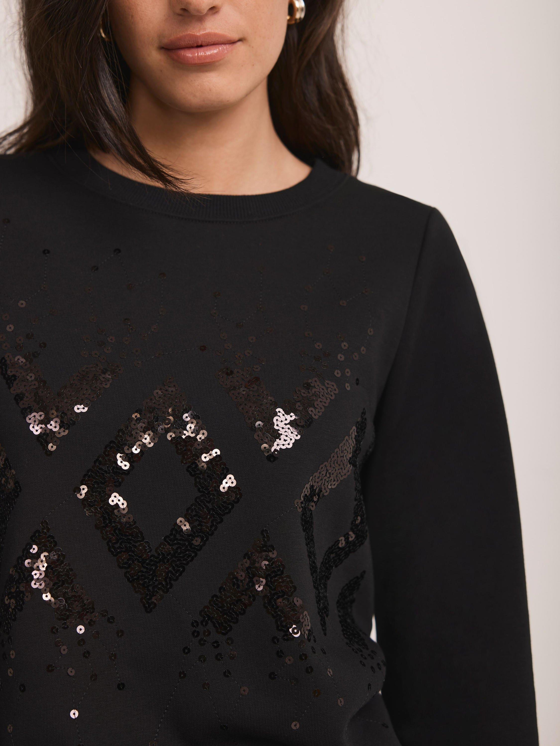 Product image 3 of 7, which shows Mint Velvet Cottton Blend Sequin Sweatshirt, Black, XL