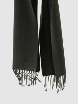 Reiss Picton Wool Cashmere Fringed Scarf - view 2, Dark Military Green