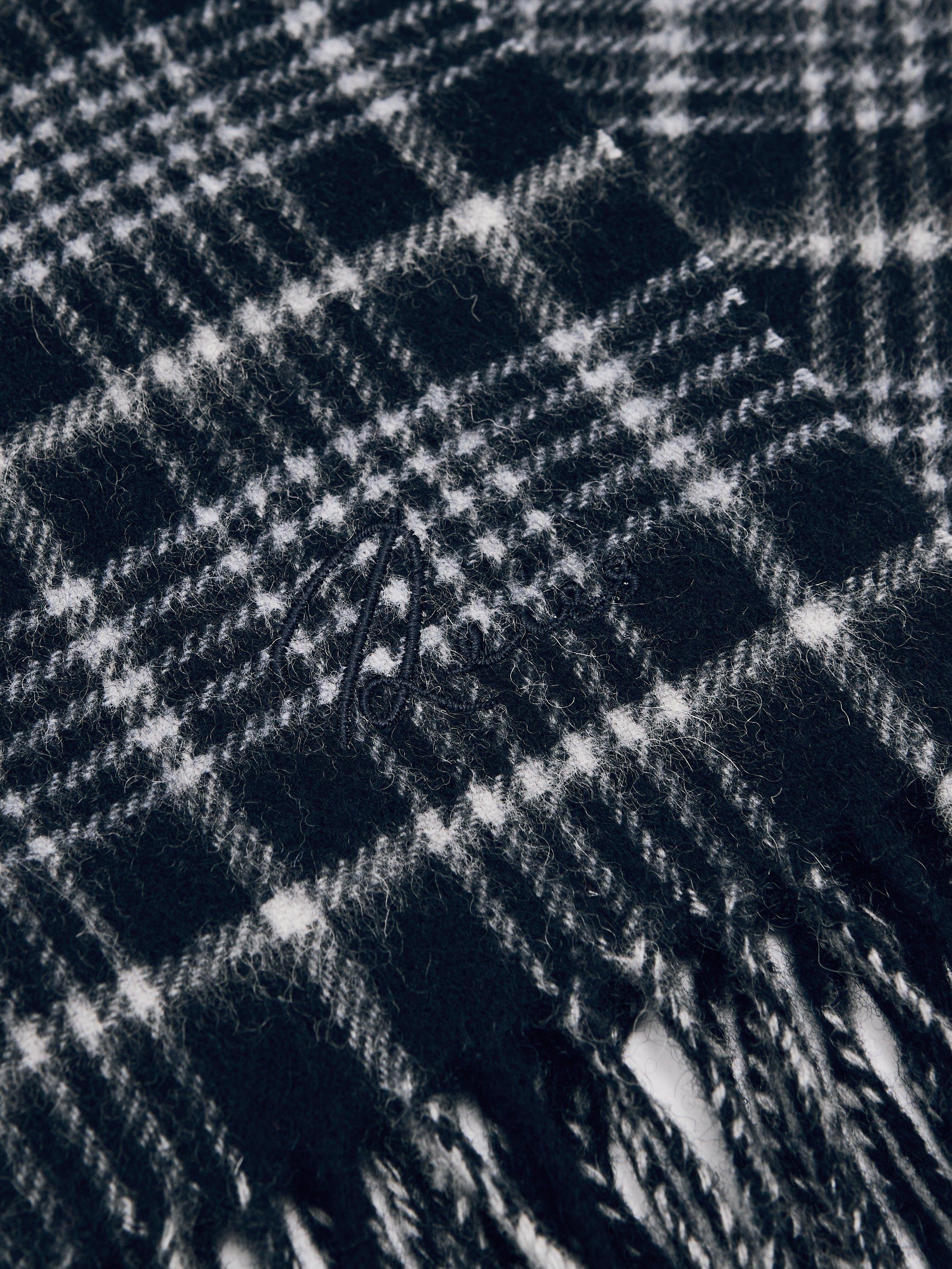 Product image 5 of 5, which shows Reiss Theo Wool Blend Check Scarf with Cashmere, Navy